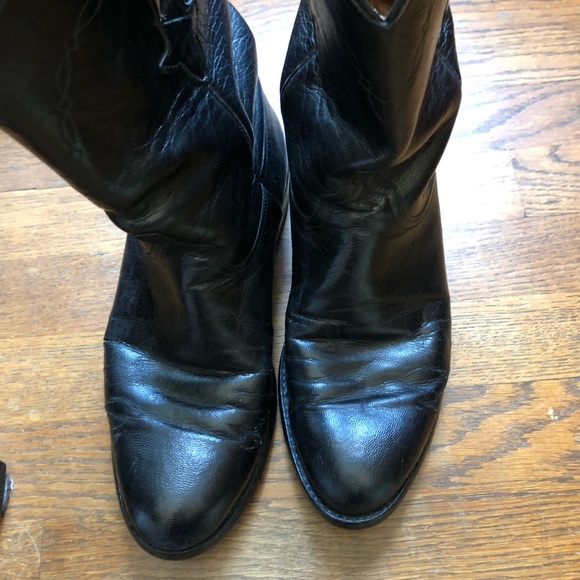 Lucchese Italian Leather Good Year Soles Black Cowboy Boots - Picture 5 of 6